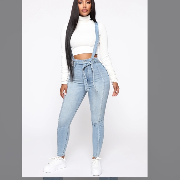 Fashion Nova Pants - Fashion nova light blue overalls
